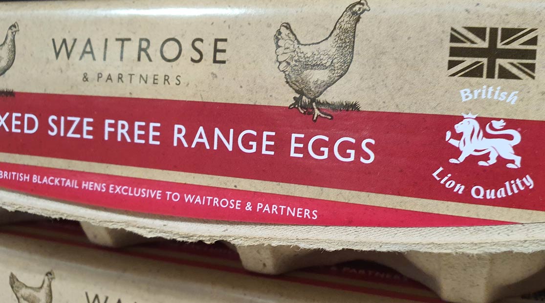 Egg carton in Waitrose supermarket