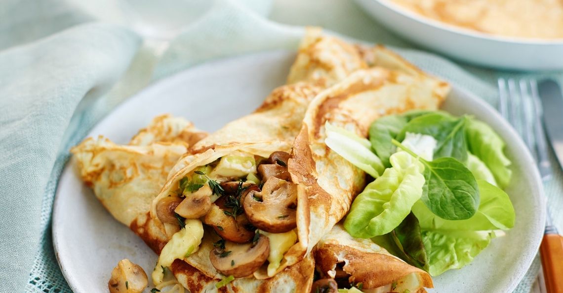Garlic mushroom and brie pancakes