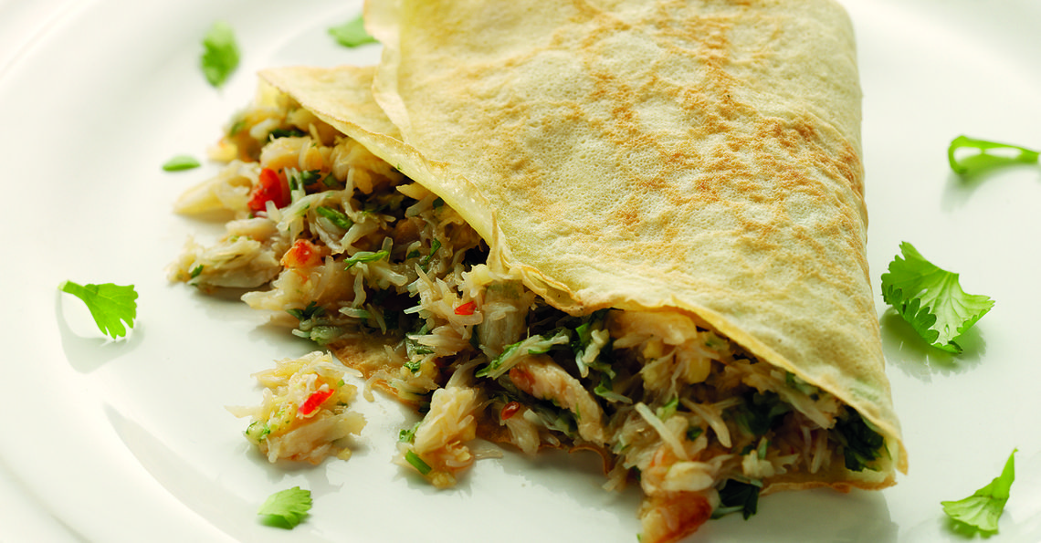 Crab crepes with herbs 