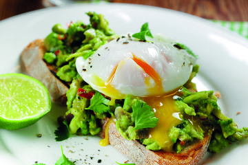 Eggs and guacamole on toast