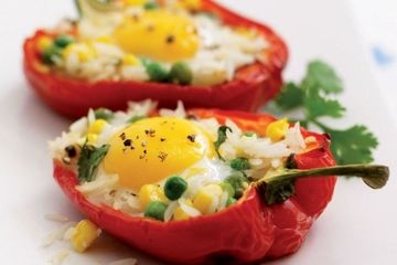 Stuffed peppers with rice, baked
